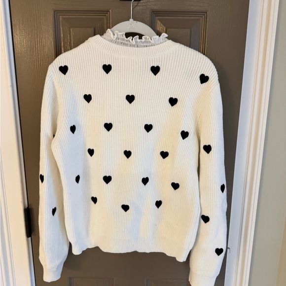 Anthropologie Valentine Ruffle Collar Heart Sweater - Picture 3 of 6